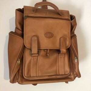 Vintage 90s Tan Leather Women's Backpack